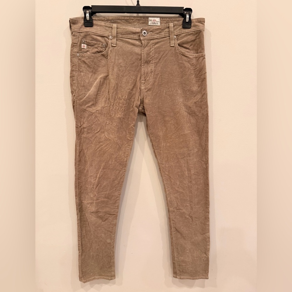 AG Adriano Goldschmied Corduroy Pants Men’s 33x34‎ Tan Stretch Slim Straight